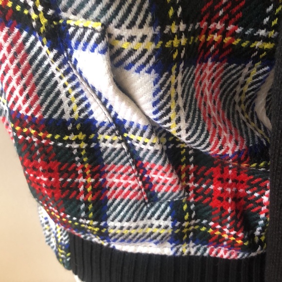 Moschino Jeans Plaid Knit Bomber Jacket - Picture 4 of 9